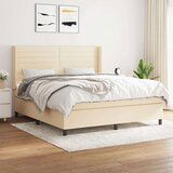  Box spring postelja z vzmetnico krem 160x200 cm blago | Shoptok.si