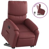 Maison Chic Naslanjač - Relax naslanjač s funkcijo vstajanja vinsko rdeče umetno usnje, (22062141) | Shoptok.si