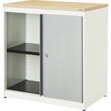 mauser Omara z drsnimi vrati, VxŠxG 830 x 800 x 432 mm, plošča iz umetne mase, 1 polica, čista bela / aluminijasto siva / javor | Shoptok.si