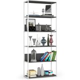 AKORD Regal V Loft Slogu, 6 Polic, Bela/Siva, (5000332532) | Shoptok.si