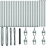 vidaXL Šesterokotna Ograja Zelena 1.4x50 m Jeklo, Ograjne Kose s Podpornimi Ploskvami 13 kos Ø32mm 78.5cm Galvanizirano Jeklo | Shoptok.si