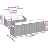  8-delna vrtna sofa z blazinami bež poli ratan akacija, (22090832) | Shoptok.si