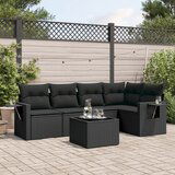 vidaXL 6-dijelni set vrtnih sofa s jastucima crni od poliratana | shoptok.hr