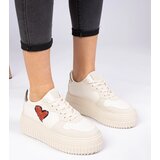 Gemre Beige women's sneakers with a glittery heart Laira | shoptok.hr