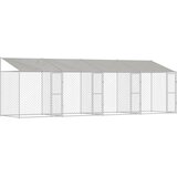  Kavez za psa s krovom Srebrno 800 x 200 x 256 cm Čelik i PE | shoptok.hr