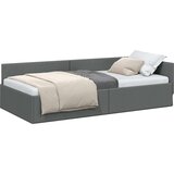 vidaXL Kotna postelja Temno siva 80 x 200 cm Tkanina in oblikovan les | Shoptok.si