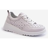 S. BARSKI Women's Openwork Wedge Sneakers Natural Leather Light Grey S.Barski LR482 | shoptok.hr