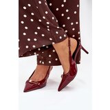 Boto Lacquered Stiletto Heels With Gold Buckle Bordeaux Vivae | ePonuda.com