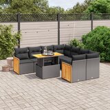  The Living Store Vrtna sedežna garnitura 9-delna z blazinami črn poli ratan - Vrtna Sedežna Garniture, (21479748) | Shoptok.si