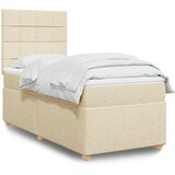 vidaXL Box spring postelja z vzmetnico krem 90x200 cm blago | Shoptok.si