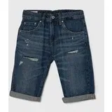 PepeJeans Otroške kratke hlače iz jeansa SLIM SHORT REPAIR JR mornarsko modra barva