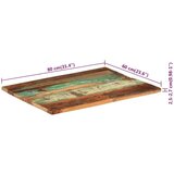  Pravokutna stolna ploča 60 x 80 cm 25 - 27 mm obnovljeno drvo | shoptok.hr