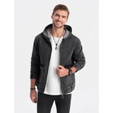 Ombre Men's denim jacket katana with cargo pockets and hood Cene