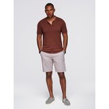 Ombre Men's buttonless polo shirt with classic weave - dark brown | shoptok.hr