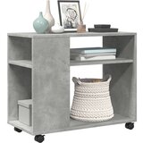 vidaXL Stranska mizica s koleščki betonsko siva 70x35x60 cm inž. les | Shoptok.si