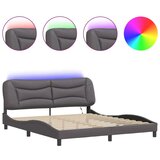  Okvir kreveta s LED svjetlima sivi 180 x 200 cm od umjetne kože | shoptok.hr