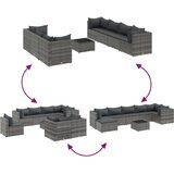  8-dijelna vrtna garnitura od poliratana s jastucima siva | shoptok.hr