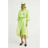MMC Studio Bombažna obleka zelena barva, FELIA.DRESS