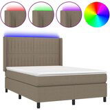  Krevet box spring s madracem LED smeđesivi 140x190 cm tkanina | shoptok.hr