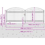  Ogradna vrata ASSEN 401 x 200 cm Čelik Siva Može se zaključati | Eponuda.com