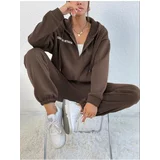Know Women's Brown Sierra Nevada Printed Cardigan Jogger Oversize Tracksuit Set