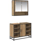 vidaXL Komplet pohištva za kopalnico s polico 2 pcs Umetni hrast | Shoptok.si