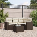  5-dijelni set vrtnih sofa s jastucima poliratan smeđi Smeđa | Shoptok.si