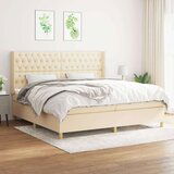  Box spring postelja z vzmetnico krem 200x200 cm blago, (20761278) | Shoptok.si