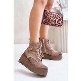 Zazoo Suede Women's Platform And Wedge Ankle Boots Insulated Beige 60499 | shoptok.hr