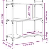  Regal za knjige s 3 razine smeđa boja hrasta 76x32x88 cm drveni | shoptok.hr