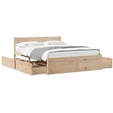 vidaXL Okvir za krevet s ladicama 150 x 200 cm borovina