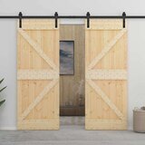  Klizna vrata 2 pcs Prirodna i crna Masivna borovina | shoptok.hr
