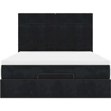  Otomanski posteljni okvir z vzmetnicami črn 140x190cm žamet | Shoptok.si