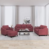  4-dijelni set sofa s jastucima crvena boja vina od tkanine Cene