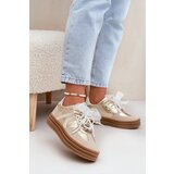 Boto Women's Platform Sneakers With Decorations Beige-Gold Vinness | shoptok.hr