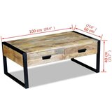  Kavna Mizica z 2 Predaloma Masiven Les Manga 100x60x40 cm | Shoptok.si