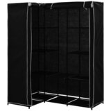 Furnova Kotna garderobna omara 130x87x169 cm črna, (21930094) | Shoptok.si