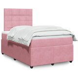 vidaXL Box spring postelja z vzmetnico roza 120x200 cm žamet | Shoptok.si