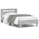 Maison Chic Posteljni okvir - Enojna postelja - Postelja za odrasle z vzglavjem in LED betonsko siv 75x190 cm-J16121, (21763494) | Shoptok.si