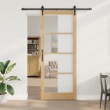vidaXL drsna vrata s kompletom za opremo 83x232 cm iz trdega borovega lesa, notranja vrata z steklom 'ORKDAL'83x232x4 cm iz trdega borovega lesa | Shoptok.si
