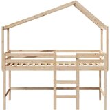  Krevet na kat s ljestvama i krovom 90x200 cm od borovine | shoptok.hr