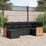 vidaXL 6-dijelni set vrtnih sofa s jastucima crni od poliratana | shoptok.hr