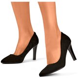 primohurt Suede black women's pumps with a comfortable heel, elegant black women's shoes Cijene