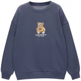 Pull&Bear Sweater majica mornarsko plava / smeđa / svijetložuta / bijela