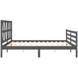  Okvir za krevet s uzglavljem sivi 200 x 200 cm od masivnog drva | shoptok.hr