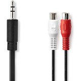 Nedis Zvočni adapterski kabel 3,5 mm jack na 2 RCA ženski 20 cm, Črna, (5000075412) | Shoptok.si