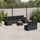 vidaXL 10-dijelni set vrtnih sofa s jastucima crni od poliratana | shoptok.hr