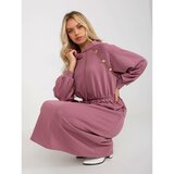 Fashionhunters Dusty pink flared sweatshirt dress with buttons  cene