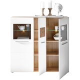 Hom`in VISOKA KOMODA, bela, barve hrasta | Shoptok.si