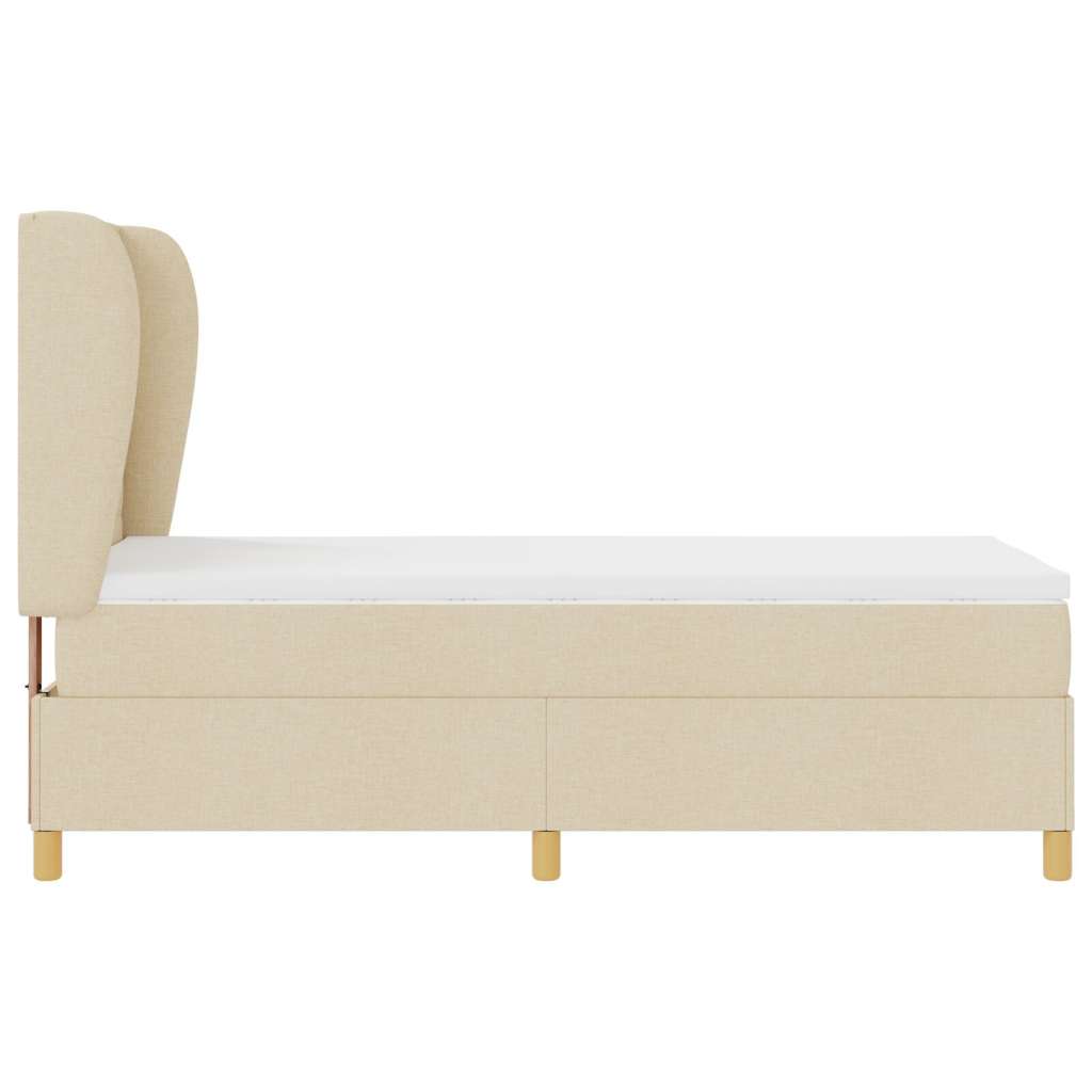 Box Spring Krevet s Dušekom Krem 90x190 cm Tkanina | shoptok.hr